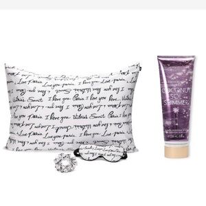 Victoria's Secret Valentines Day Love Print Satin Set and Lotion